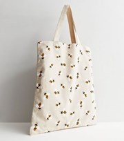 New Look Cream Bee Print Canvas Tote Bag